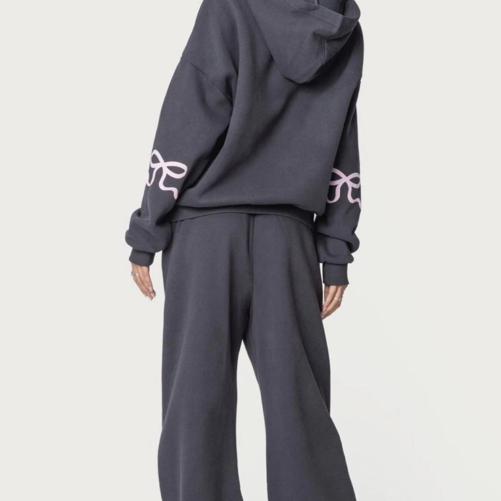 Edikted Women’s Bonney Bow Hoodie and Wide Leg Sweatpants Outfit Size XS